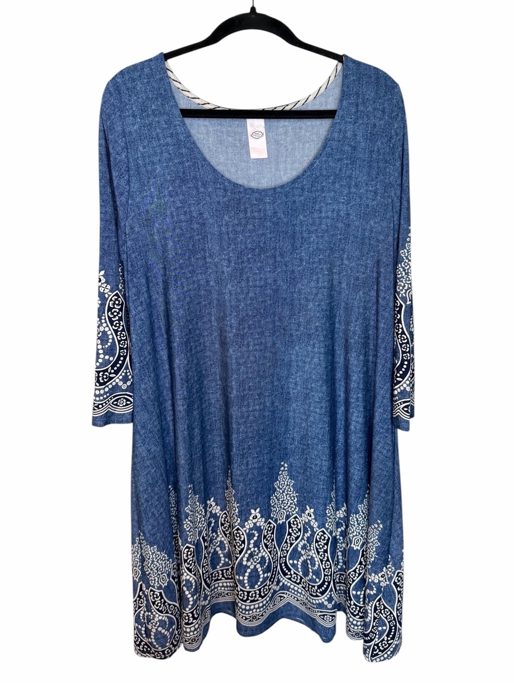 Pink Coconut Boutique Denim-Look Paisley Dress - Size XXL
